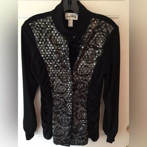 Joseph Ribkoff Black and silver rose Jacket Size 8